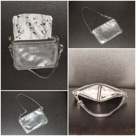 💯 Authentic Coach Poppy Gunmetal Wristlet 46479 - Picture 4 of 4